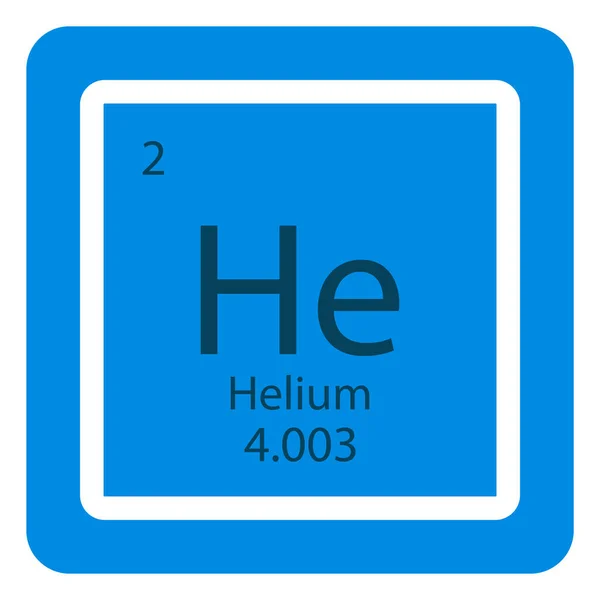 Symbol Chemiczny Pierwiastka Okresowego Helu Ikona Gazu Atomowego Wektora Helu — Wektor stockowy