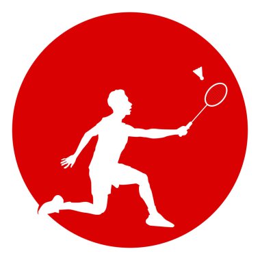 İnsanlar badminton vektör çizim tasarımı oynuyorlar