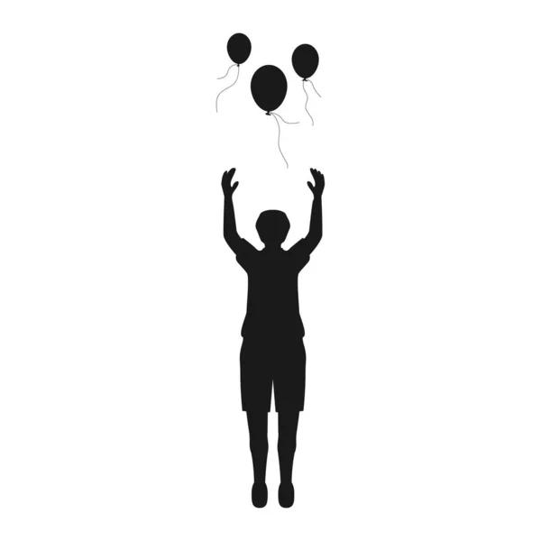 Uçan Balon Vektör Çizimi Tutan Kişi — Stok Vektör