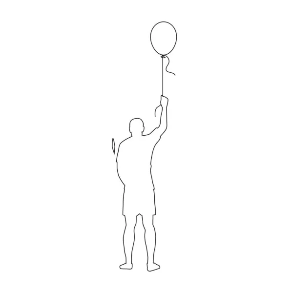 Person Mit Fliegendem Ballon Vektor Illustration Design — Stockvektor