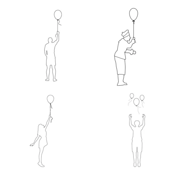 拿着气球矢量图解设计的人 — 图库矢量图片