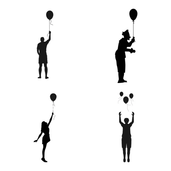 Orang Yang Memegang Terbang Balon Vektor Desain Ilustrasi - Stok Vektor