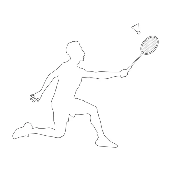 Lidé Hrají Badmintonový Vektorový Ilustrační Design — Stockový vektor