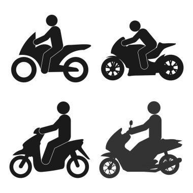 Motosiklet ikonu vektör çizimi kullanan kişi