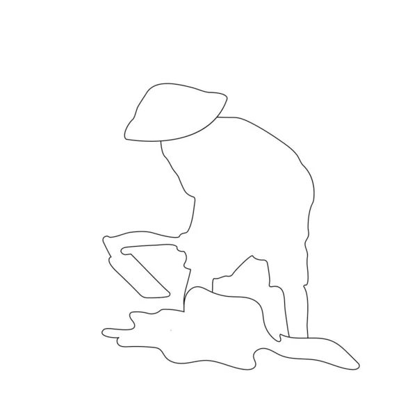 Icona Uomo Hoeing Disegno Vettoriale Illustrazione — Vettoriale Stock
