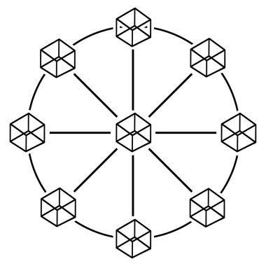 Blockchain simgesi. Kripto para birimi vektör illüstrasyon tasarımını engelliyor