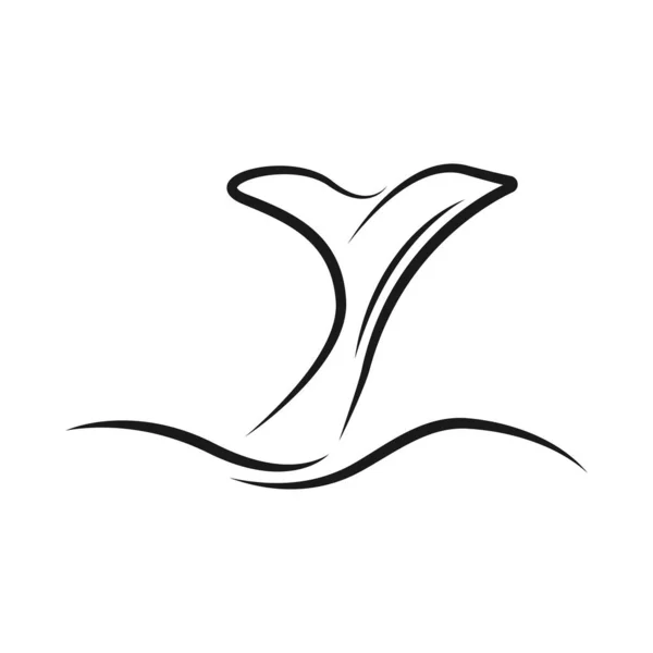 Tubarão Cauda Ícone Logotipo Vetor Ilustração Design —  Vetores de Stock