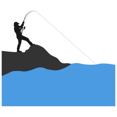 Adam balıkçılık ikonu vektör çizimi tasarımı