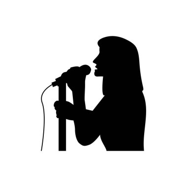 Şarkı söyleyen kadın simgesi karışık illüstrasyon tasarımı