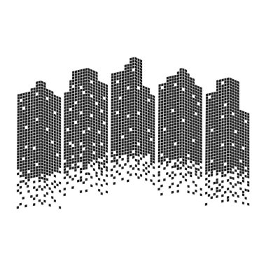 City Skyline animasyon karavan arkaplan vektör çizimi tasarımı