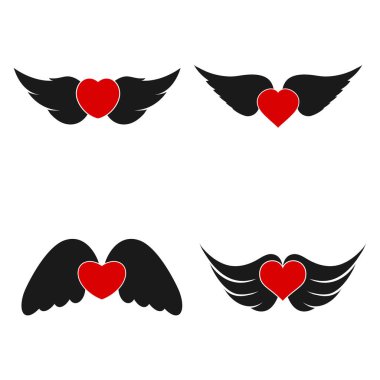 kanatlı kalp ikonu vektör illüstrasyon sembolü tasarımı