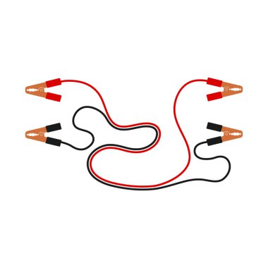 Araba aküsü güç atlamalı kablo ikonu vektör çizimi basit tasarım