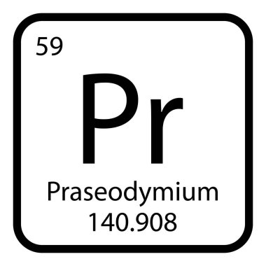 Praseodymium simgesi vektör illüstrasyon tasarımı