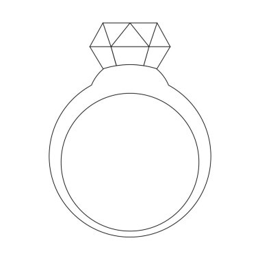 Elmas Yüzük simgesi vektör tasarım şablonu çizimi