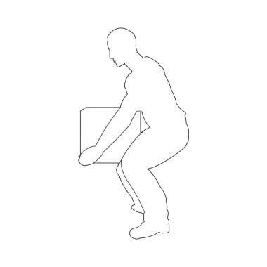 Kişinin ağırlık kaldırma vektör çizimi simgesi