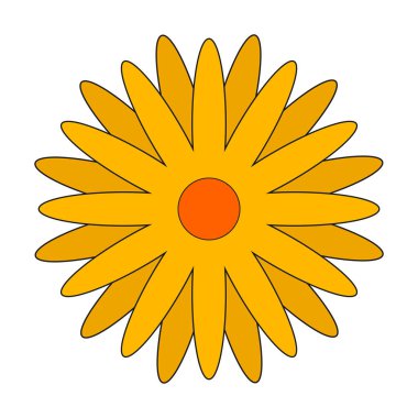 ayçiçeği simgesi, animasyon çizgi film modeli, vektör illüstrasyon tasarımı