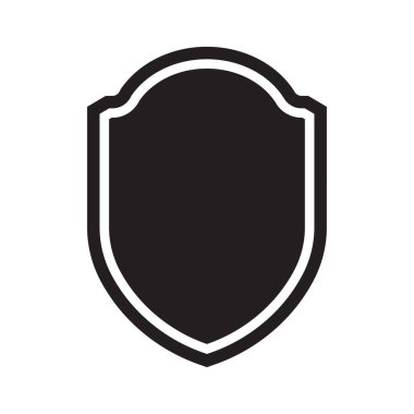 black shield icon element with a line frame following the shape of the illustration design
