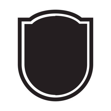 black shield icon element with a line frame following the shape of the illustration design