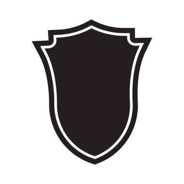 black shield icon element with a line frame following the shape of the illustration design