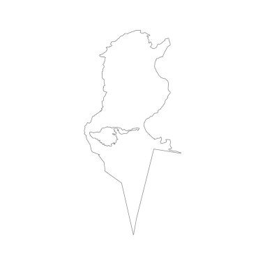 Tunus harita simgesi, anakara ülkesi Tunus, Afrika illüstrasyon tasarımı
