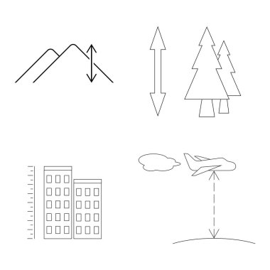 Yükseklik simgesi, boy sembolü çizimi