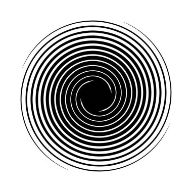 Eş merkezli dairesel çizgileri olan siyah beyaz bir spiral girdap benzeri bir optik illüzyon yaratıyor. Eş merkezli dairesel çizgileri olan beyaz bir spiral girdap benzeri bir optik illüzyon yaratıyor. Temiz.