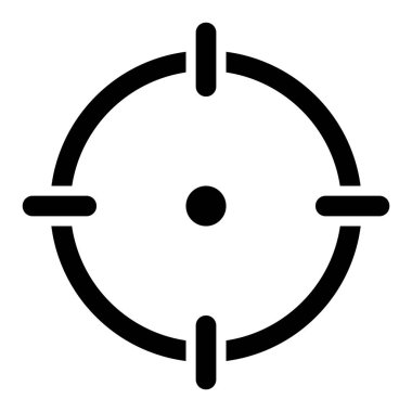 Beyaz arkaplandaki siyah hedef simgesi, basit ve temiz tasarım.