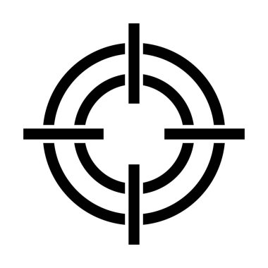 Beyaz arkaplandaki siyah hedef simgesi, basit ve temiz tasarım.