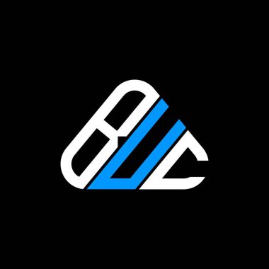 BUC harf logosu tasarımı vektör grafik, BUC basit ve modern logo yuvarlak üçgen şeklinde.