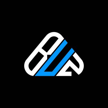 BUZ harfli yaratıcı logo tasarımı vektör grafik, BUZ basit ve modern logo yuvarlak üçgen şekilli yuvarlak üçgen logo, BUX basit ve modern logo yuvarlak üçgen şeklinde.