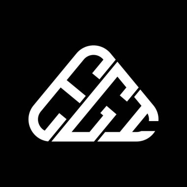 EGI harf logosu tasarımı vektör grafik, EGI basit ve modern logo yuvarlak üçgen şeklinde.