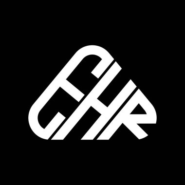 EHR harf logosu tasarımı vektör grafik, EHR basit ve modern logo yuvarlak üçgen şeklinde.