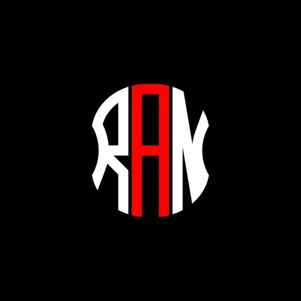 Logo Lettera Ran Disegno Creativo Astratto Ran Design Unico — Vettoriale Stock