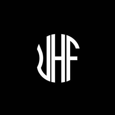 UHF harfi logosu soyut yaratıcı tasarım. UHF benzersiz tasarım