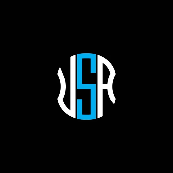 Usa Lettera Logo Disegno Creativo Astratto Usa Design Unico — Vettoriale Stock