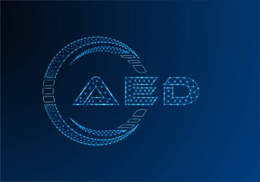 AED düşük poli harfli logo vektör tasarımı. AED düşük poli logo tasarımı. 