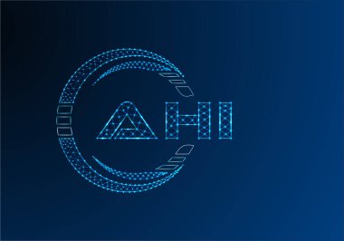 AHI düşük poli harfli logo vektör tasarımı. AHI düşük poli logo tasarımı. 
