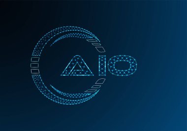 AIO düşük poli harfli logo vektör tasarımı. AIO düşük poli logo tasarımı. 