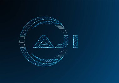 AJI düşük poli harfli logo vektör tasarımı. AJI düşük poli logo tasarımı. 