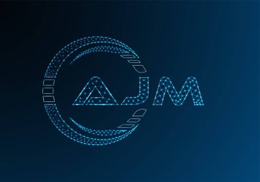 AJM düşük poli harfli logo vektör tasarımı. AJM düşük poli logo tasarımı. 