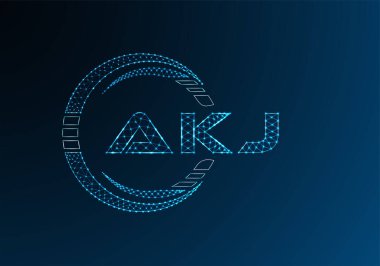 AKJ düşük poli harfli logo vektör tasarımı. AKJ alt poli logo tasarımı. 