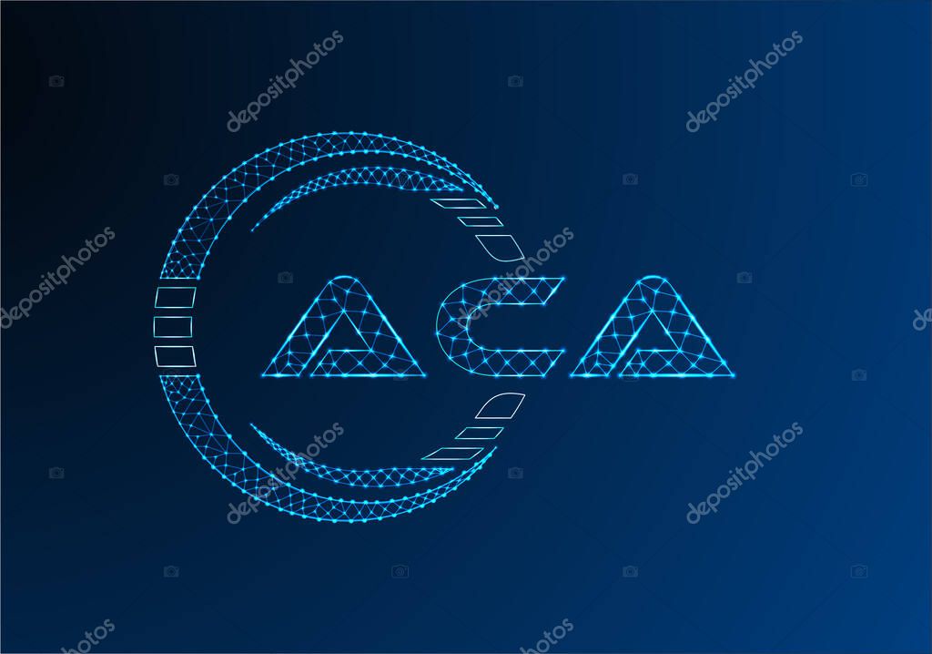 ACA low poly letter logo vector design. ACA lower poly logo design.