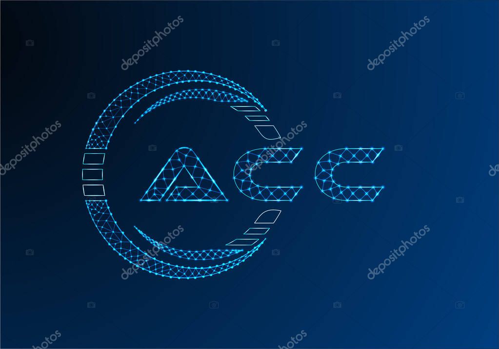 ACC low poly letter logo vector design. ACC lower poly logo design.