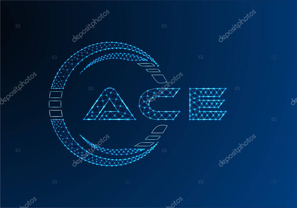 ACE low poly letter logo vector design. ACE lower poly logo design.