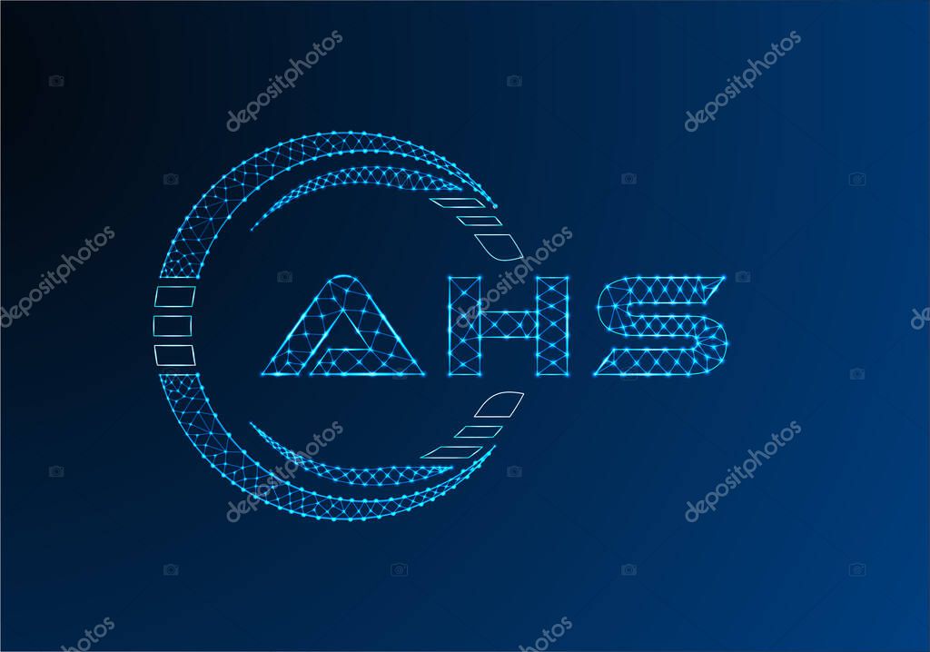 AHS low poly letter logo vector design. AHS lower poly logo design.