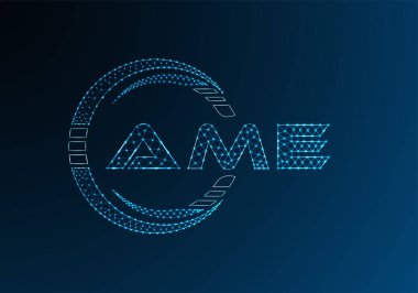 AME düşük poli harfli logo vektör tasarımı. AME düşük poli logo tasarımı. 