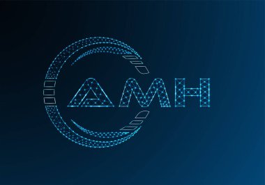 AMH düşük poli harfli logo vektör tasarımı. AMH düşük poli logo tasarımı. 