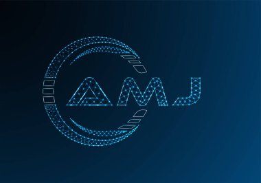 AMJ düşük poli harfli logo vektör tasarımı. AMJ düşük poli logo tasarımı. 