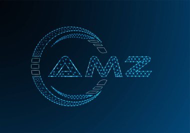 AMZ düşük poli harfli logo vektör tasarımı. AMZ düşük poli logo tasarımı. 