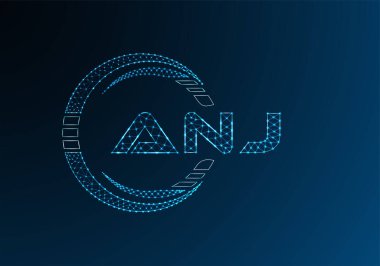 ANJ düşük poli harfli logo vektör tasarımı. ANJ düşük poli logo tasarımı. 